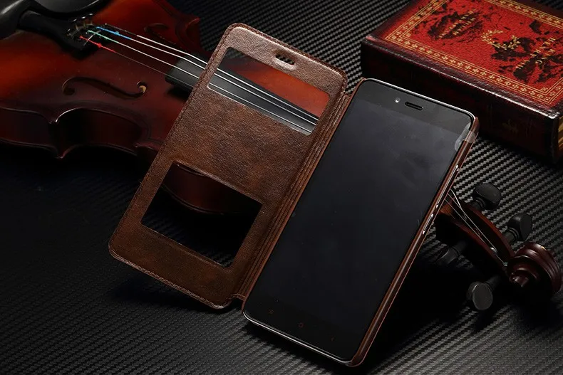 Для xiaomi redmi note 2 чехол высокого качества из искусственной кожи умный флип-чехол с подставкой Чехол s для xiaomi redmi note 2 чехол и Окно просмотра