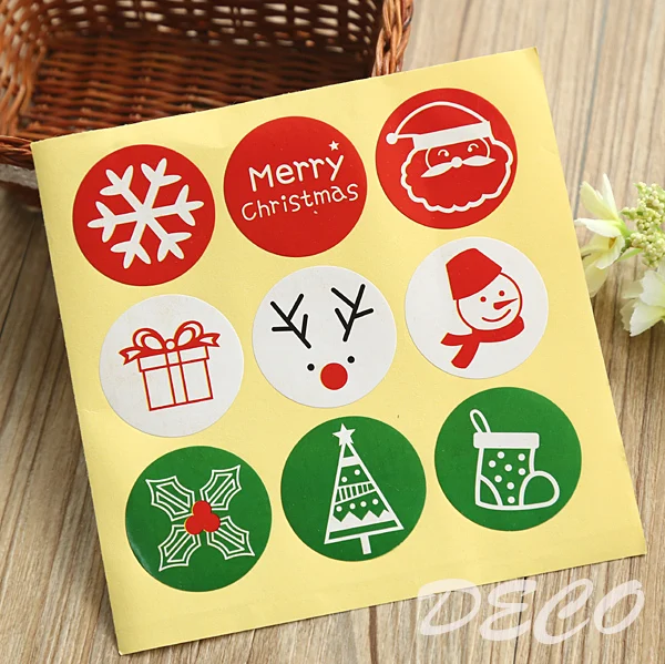 

100pcs/lot Christmas paper gift seal sticker Kawaii adhesive stickers for homemade bakery&gift packaging (ss-a851)