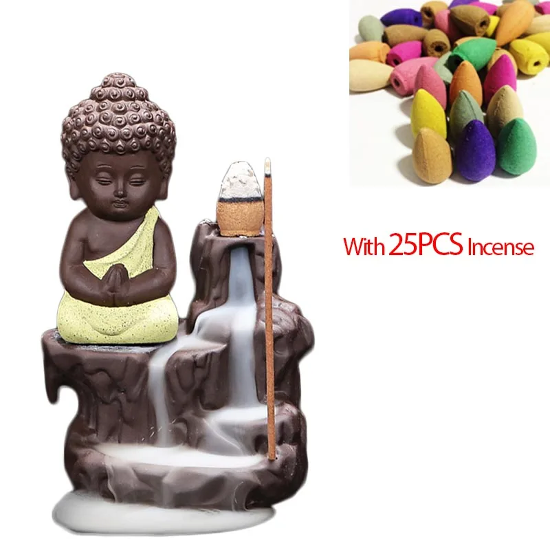 25 шт. конус для благовоний + Милая керамическая подставка благовоний|stick incense