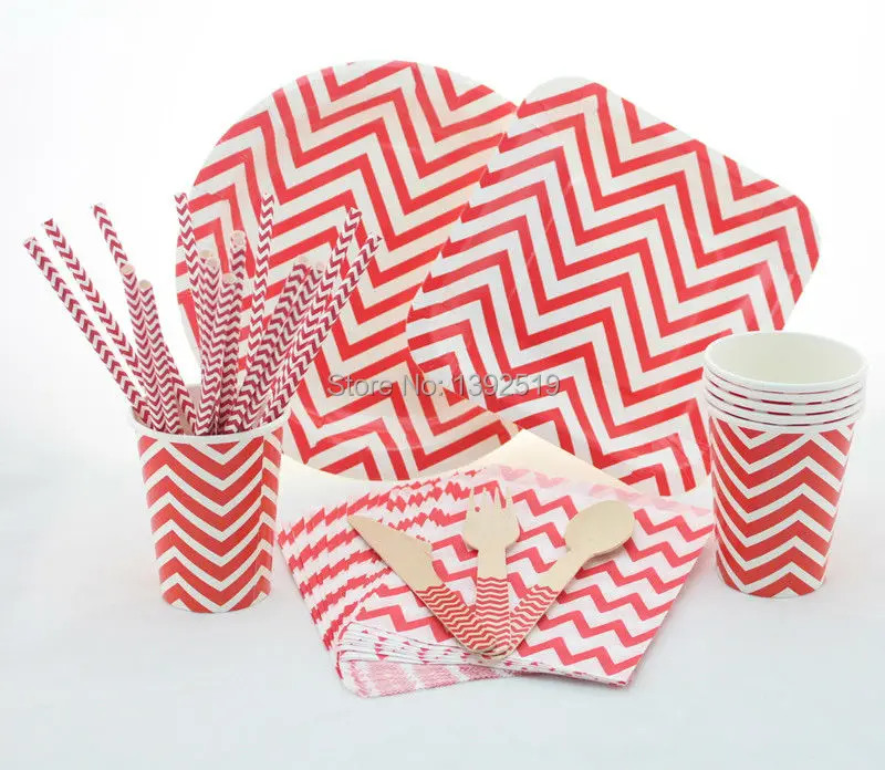 

716 шт./лот набор посуды для вечерние, чашка, тарелка, соломенная салфетка, деревянные столовые приборы красного цвета, шеврон вечерние столов...