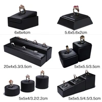black faux leather ring display column riser jewellery holder retail showcase stand pawn shop counter organizer exhibition rack