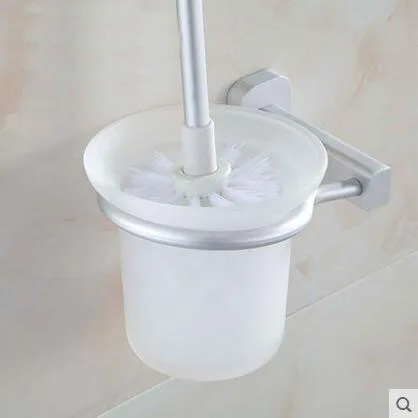 Space Aluminum toilet brush holders wall mounted Sliver set Toilet bowl cleaning appliance Free Shipping | Обустройство дома