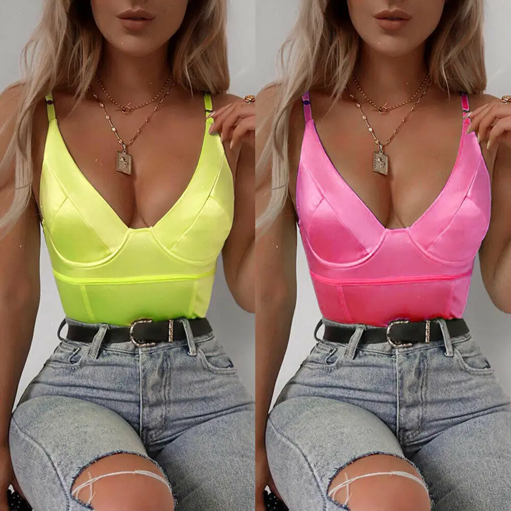 Женский яркий повседневный комбинезон без рукавов с v образным вырезом