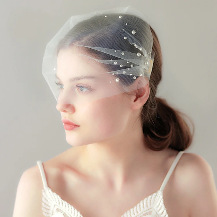 Свадебная вуаль с жемчугом и бусинами свадебная фата в виде птичьей клетки