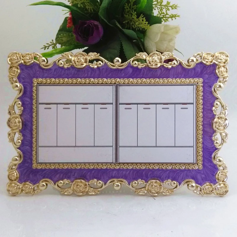 Двойная/одинарная крышка выключателя освещения пластина роза Кружева Наклейка на стену для выключателя DIY украшения золотой гостиной декоративные настенные наклейки s