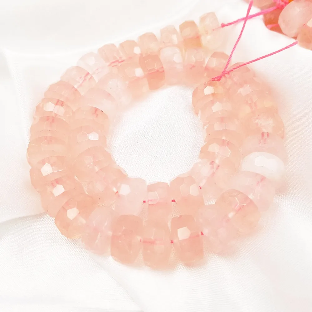 LiiJi Уникальные Розовые кварцы плоские круглые граненые свободные бусины около 8x14