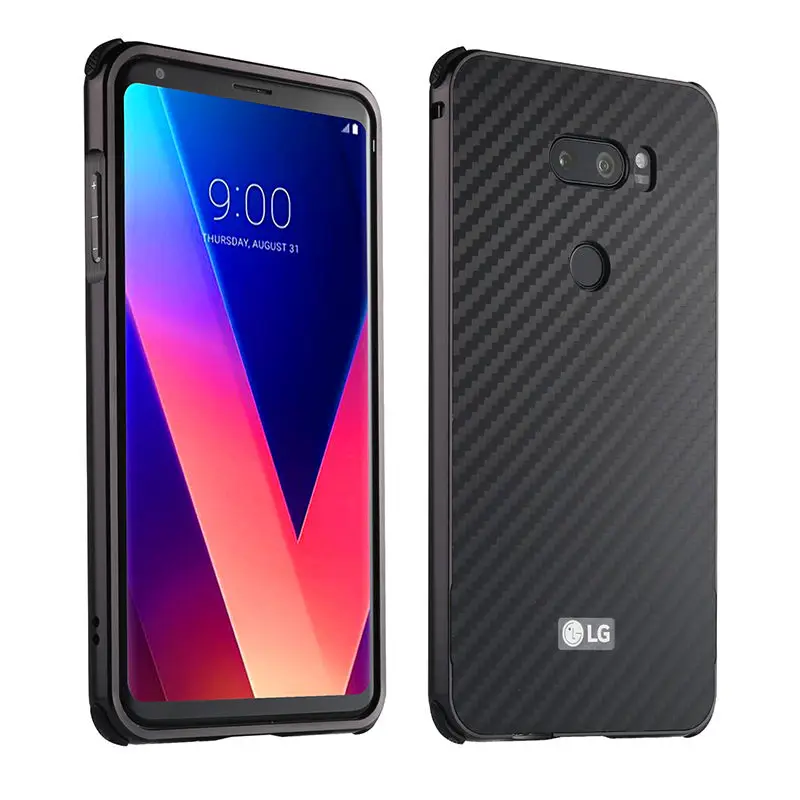For LG V 30 V30 H930 H933 Case Aluminum Metal Frame+Carbon Fiber Hard Cover for Shockproof Phone Shell |