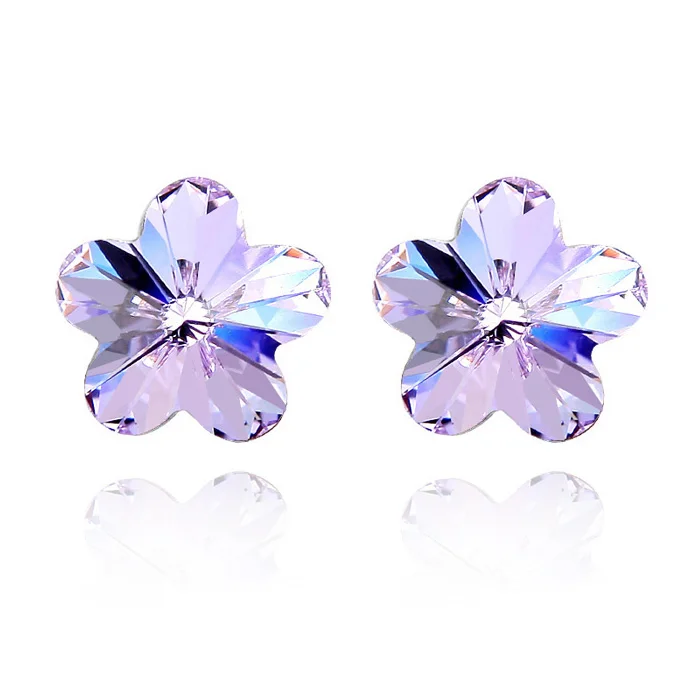 Классические австрийские кристаллы от SWAROVSKI кубические пять лепестков цветок элегантные серьги-гвоздики для женщин очаровательные изысканные украшения - Окраска металла: 4