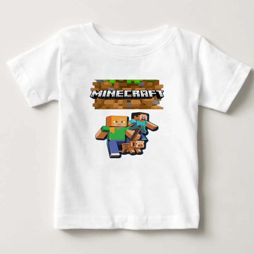 2018 новая одежда с коротким рукавом для мальчиков. девочки Minecraft Лето чистого