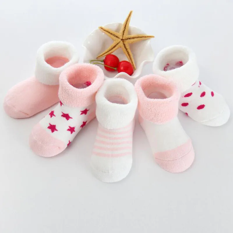 Pink Новинка года; теплые детские носки для малышей; хлопковые носки с героями мультфильмов на осень и зиму для малышей - Цвет: Pink