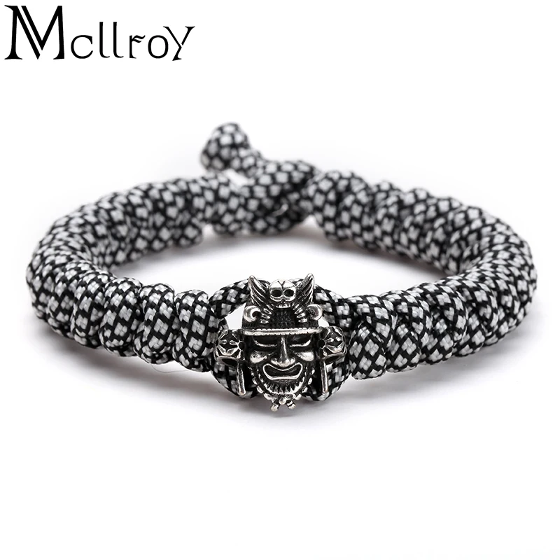 Mcllroy мужской браслет/Череп/нержавеющая сталь/веревка/роскошь/браслет homme ourdoor