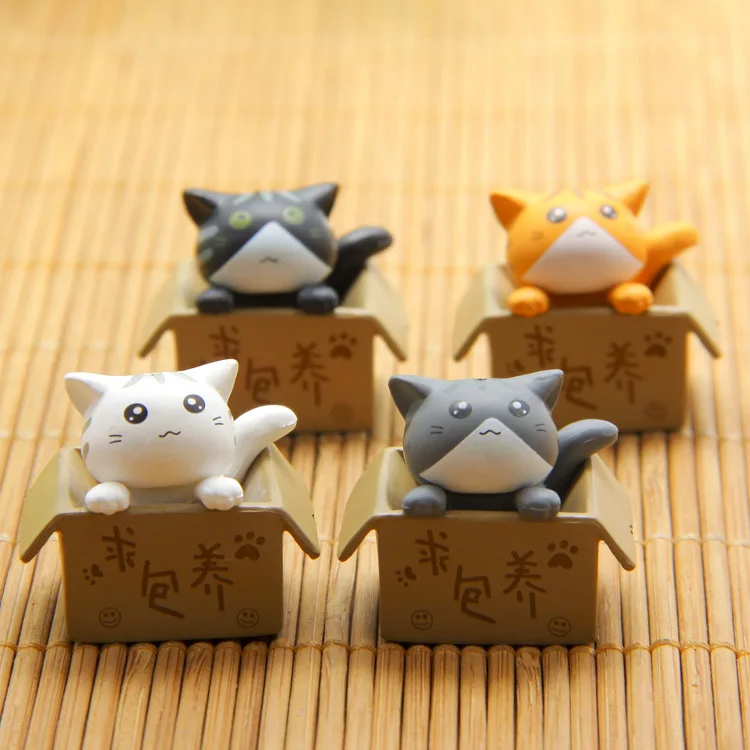 Kawaii Cat 4 шт./компл. косплей мини Кот ПВХ фигурки героев игрушки мох бонсай