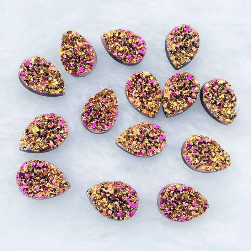 Glitter Rose Gold DIY Rhinestone buttons Water Drop 10*14mm Ore AB Resin Crystals Stones 50pcs/lot S33|Стразы| |