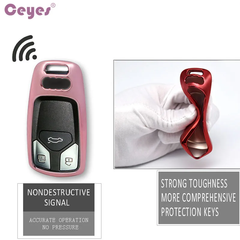 Чехол Ceyes для автомобильного ключа мягкий ТПУ чехол-брелок Audi A4L A3 2016 2017 TT Q7