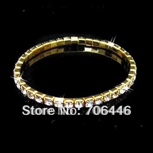 

Fashion Gold Tone 1-row Rhinestone Crystal elastic bracelet Jewelry