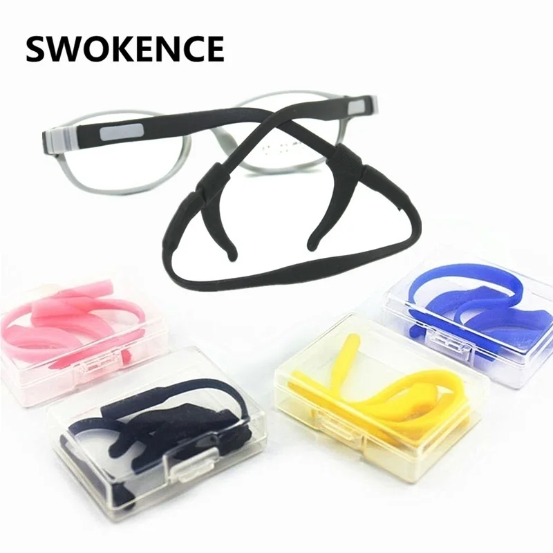 

SWOKENCE 2 pcs/lot Silicone Glasses Cord Ear Hook Set Women Men Head Band Strap Safety Band Retainer Eyewear Lanyards G118