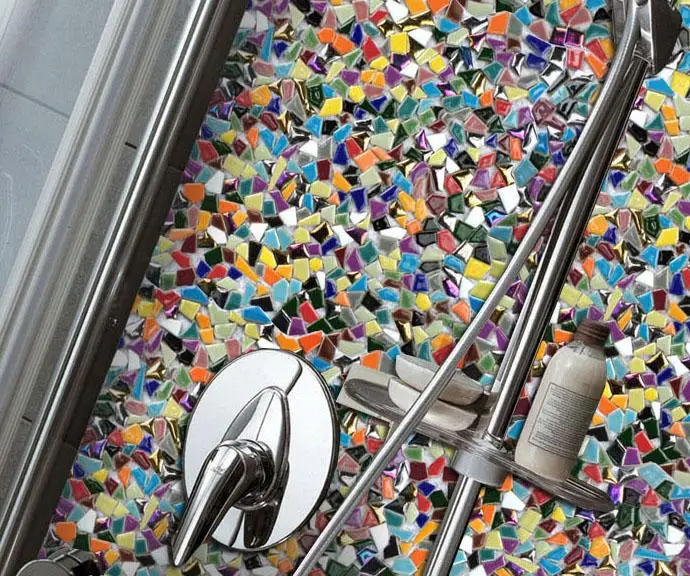 Радужная цветная керамическая мозаика нестандартной формы семь цветов для