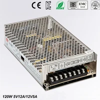best quality double sortie5v 12v 120w switching power supply driver for led strip ac 100 240v input to dc 5v 12v free shipping