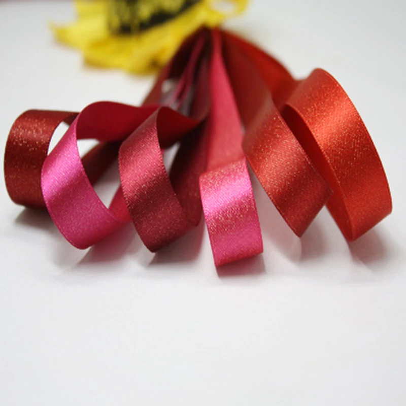 16 мм полиэстер однотонные Сатиновые ленты из Двусторонняя Блеск Золотая