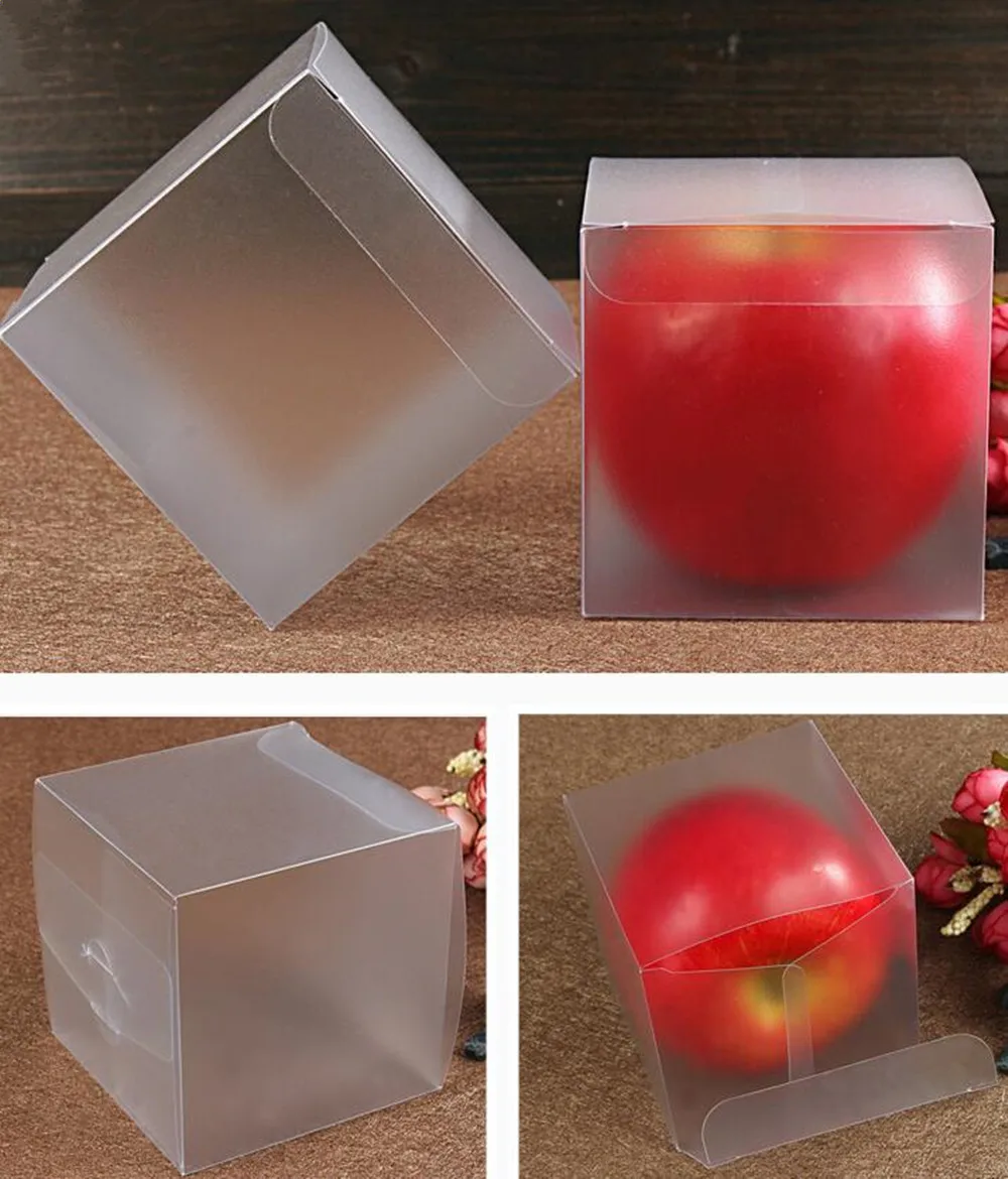 

8*8*8cm 15Pcs/Lot PVC Matte Clear Plastic Square Gift Packaging Box Favor Jewellery Display Boxes Frosted Plastic Package Box