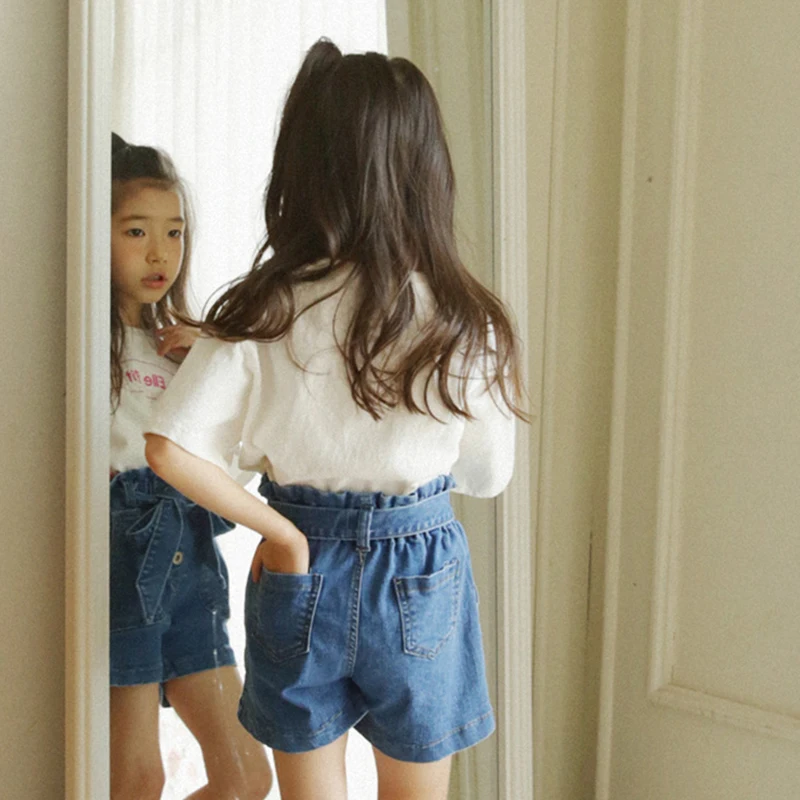 Джинсы Figwit для девочек короткие штаны хлопковая свободная одежда подростков с