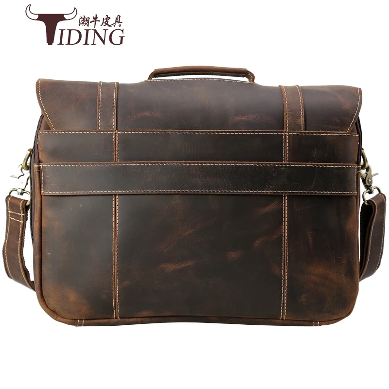Сумка для ноутбука Crazy Horse Мужская винтажная через плечо 17 дюймов|brand briefcase|briefcase