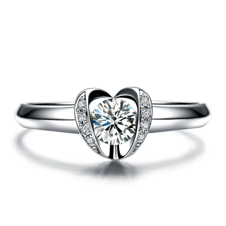 ZOCAI enched обручальное кольцо с сердцем Настоящее сертификат 0,2 CT H/SI АЛМАЗ 18 K Белое Золото(AU750) обручальное кольцо W03127