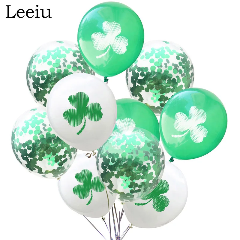 Leeiu 10 шт. зеленые конфетти воздушные шары счастливые St paфокусы день украшения