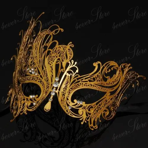 Красивая Роскошная Венецианская Золотая Маскарадная маска со стразами и лебедем