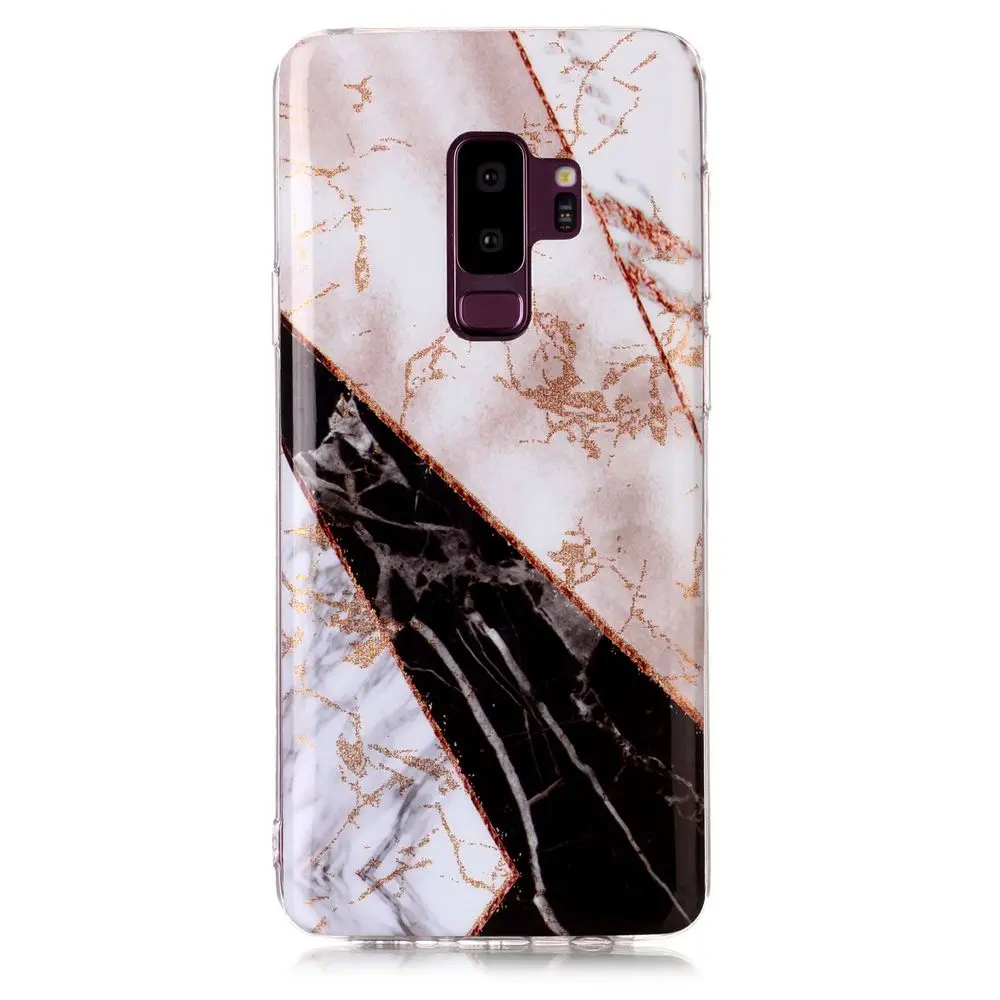 Flash marble Coque For Samsung S6 S7 S8 S9 Plus Case Silicone Rubber Geometric mosaic Cover Note 8 Anti-Scratch |