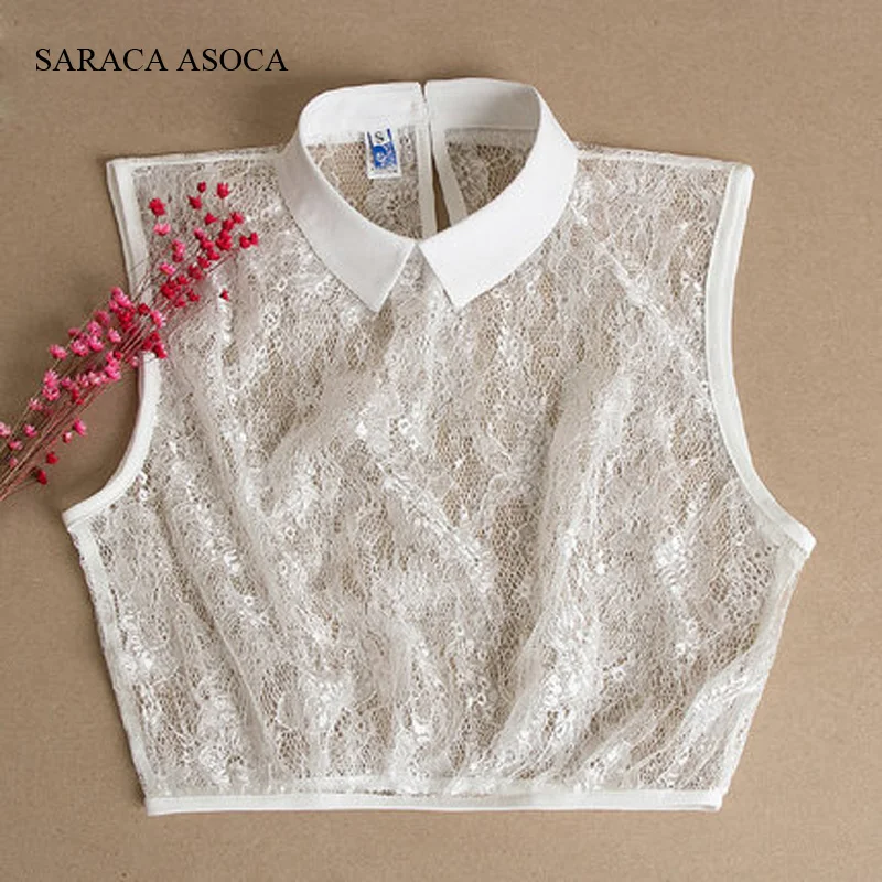 Новый стиль модная кружевная рубашка размера S M съемные воротники искусственный