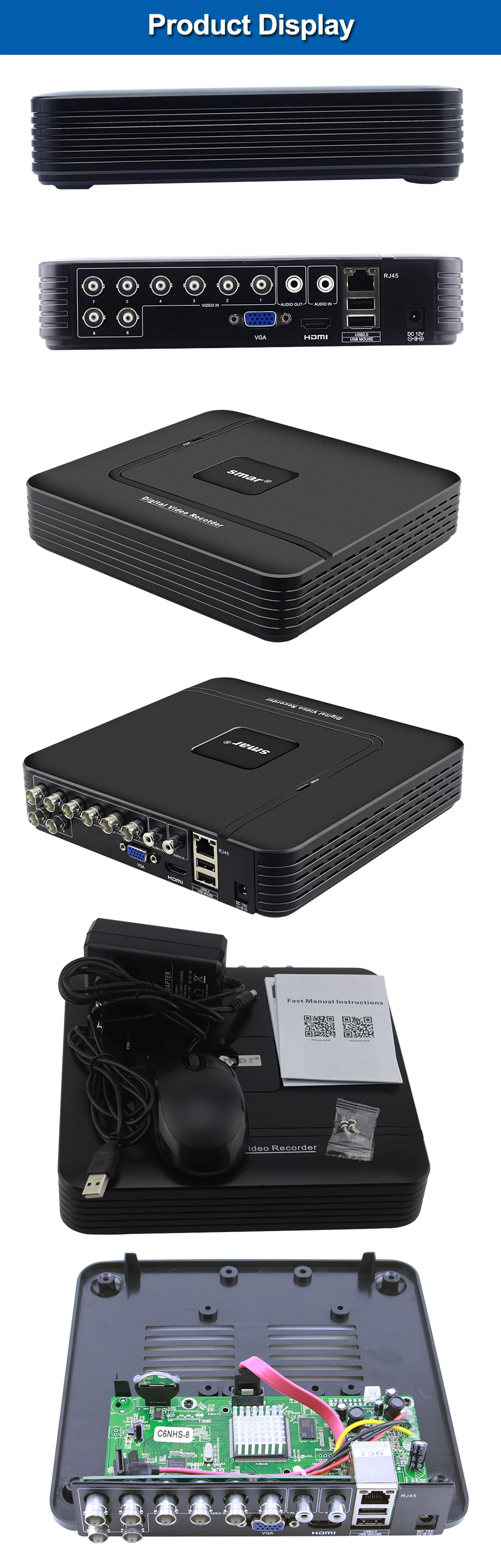 Smhybrid 5 в 1 DVR 8CH 1080N AHD DVR домашняя Безопасность H.264 видео рекордер ONVIF XMEYE P2P сеть, система видеонаблюдения, цифровой видеорегистратор