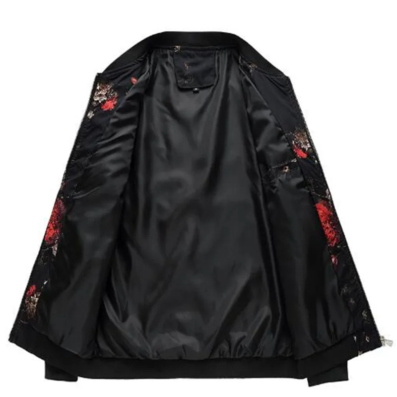 Весна Осень 2020 мужская куртка бомбер с цветочным принтом Модная приталенная