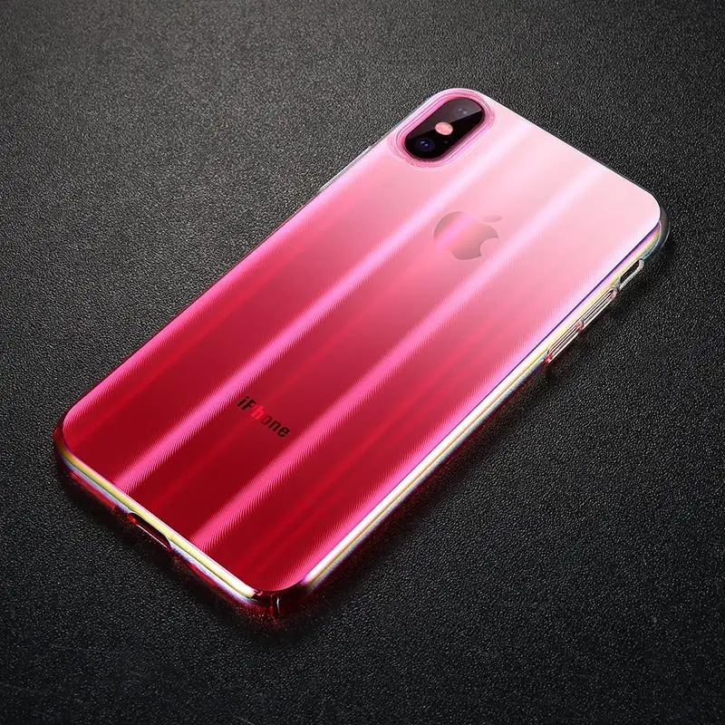 Transparent Pink Роскошный чехол Baseus Aurora для iPhone Xs XR Xs Max, градиентный жесткий пластиковый защитный чехол для iPhone Xs, задняя крышка для телефона - Цвет: Transparent Pink