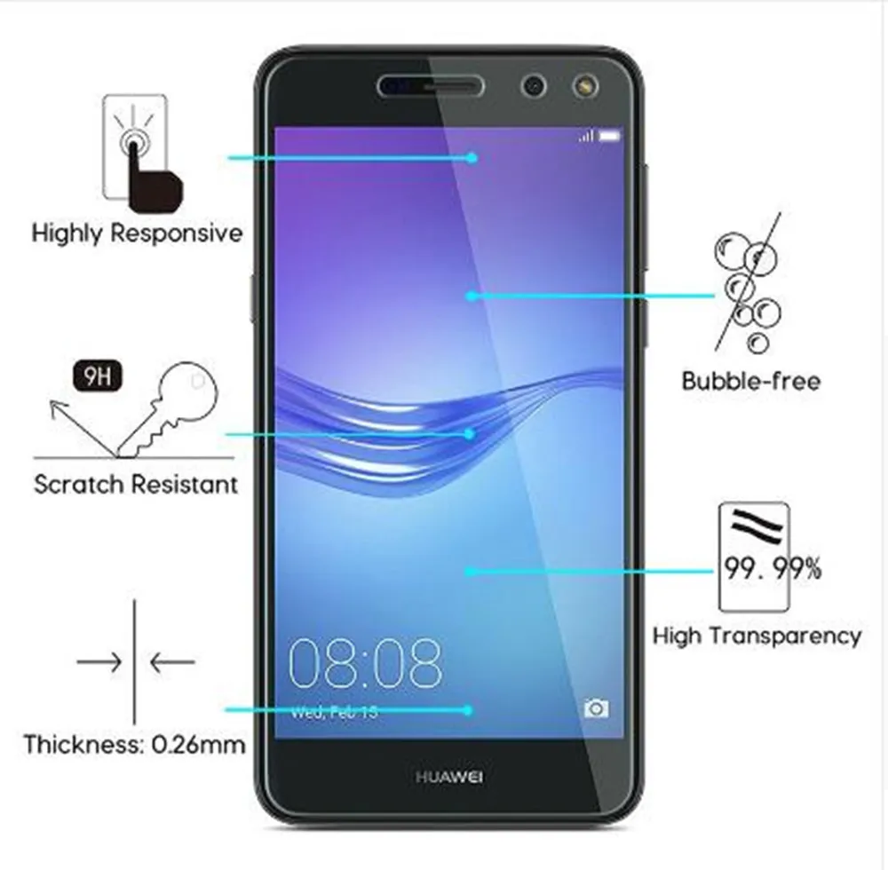 1 шт. закаленное Стекло huawei Y6 2017 Экран протектор Защитная пленка pelicula де vidro |