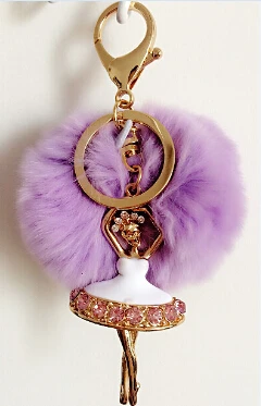 Light purple Балерина Фея брелок llaves кролик мех мяч брелок меховой брелок porte clef помпон de fourrure пушистый брелок cubre llave - Цвет: Light purple