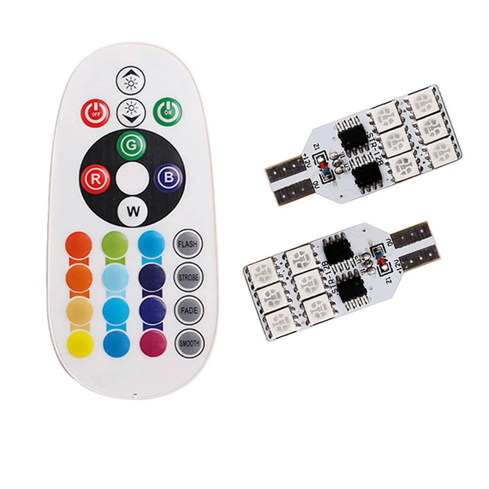 Y T10 светодиодная вспышка стробоскоп 194 168 W5W5050 12SMD RGB автомобильная клиновидная