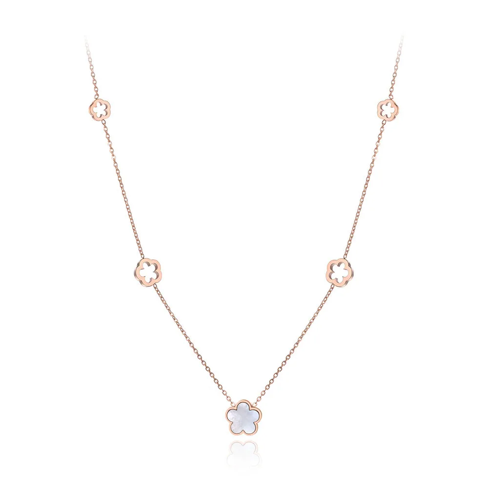 Rose Gold Lokaer трендовые титановые стальные 5 шт цветочные ожерелья с подвеской-кулоном ювелирные изделия цвета розового золота свадебное ожерелье для женщин Подарки N19100 - Окраска металла: Rose Gold