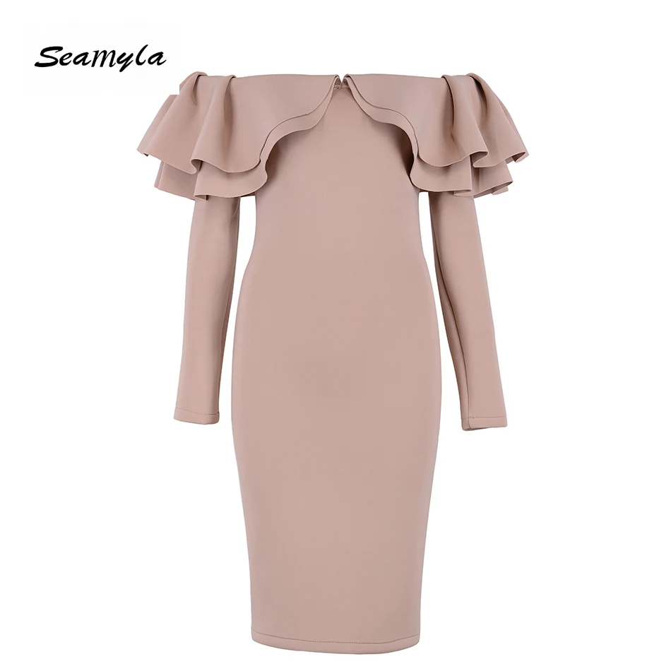 Платье облегающее с длинным рукавом и рюшами весна 2019|women spring dress|spring dresscelebrity party