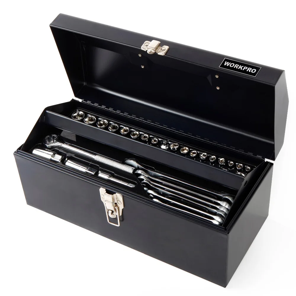 WORKPRO 160 шт. Домашний набор инструментов металлический ящик для
