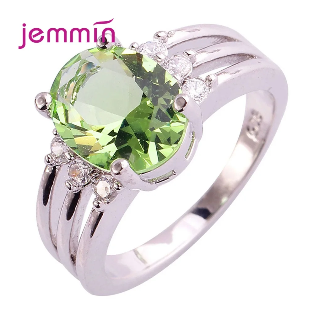 Очаровательное овальное Большое Серебряное кольцо с кристаллами классическое