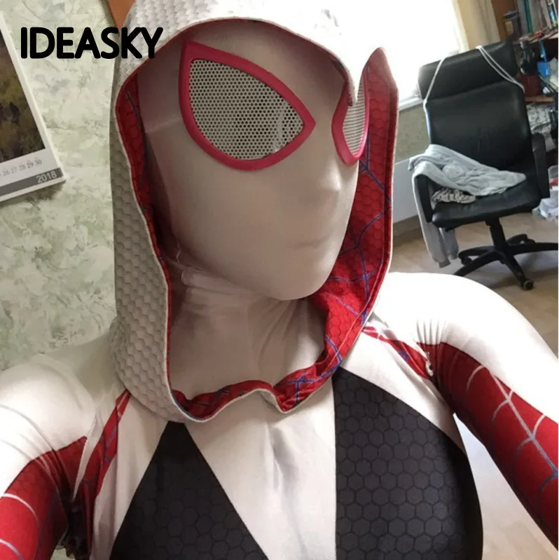 3D женский костюм Человека паука Гвен Гвендолин Максин Стейси Zentai спайдергерл