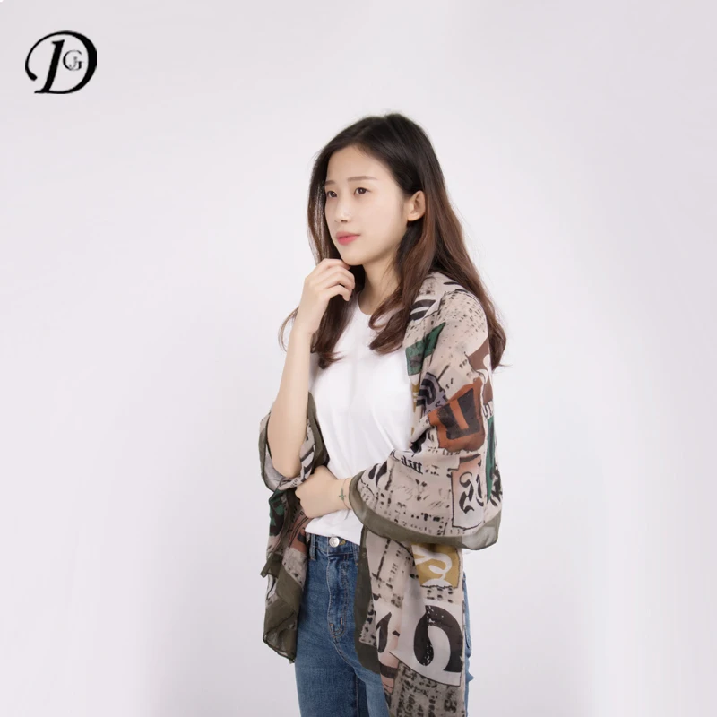 Новое поступление 2017 года Модный хлопковый шарф женщин цифровой рисунок с