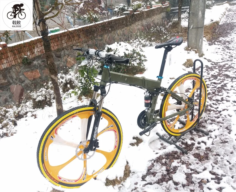 Kalosse Hydraulic brakes Soft-tail mountain bicycle Foldable bike Folding 26er 24/27/30 speed | Спорт и развлечения