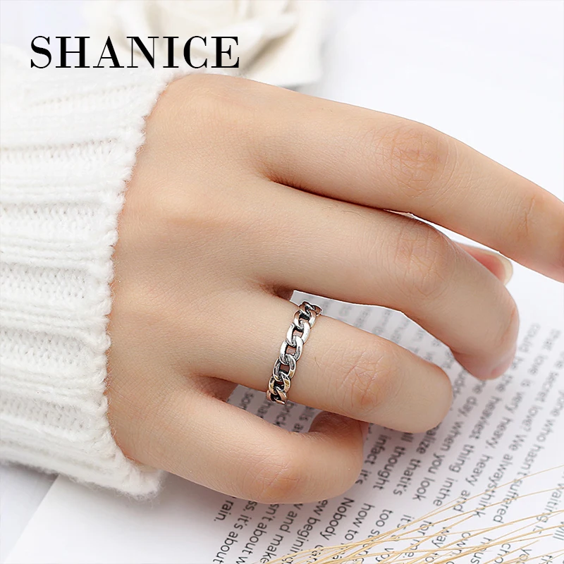 SHANICE, 925 пробы, серебряные кольца для женщин, Плетение цепи, дизайн, Ретро стиль, тайское серебро, ювелирные изделия, Открытое кольцо для любимой, лучший подарок