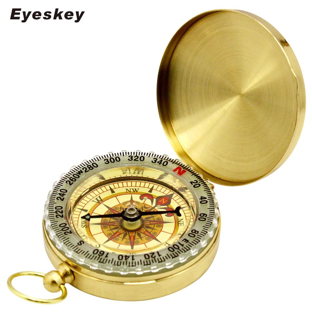 Eyeskey Portable Delicate Brass Pocket Watch Style Outdoor Camping Hiking Golden Compass New Backpack Mini | Спорт и развлечения