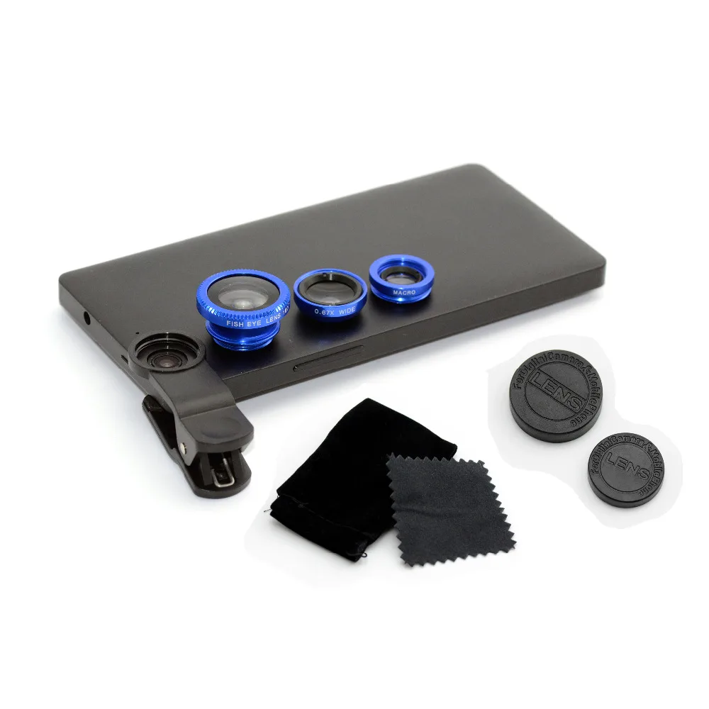 Универсальный 3 в 1 клип на рыбий глаз Широкий угол макросъемки Объективы для