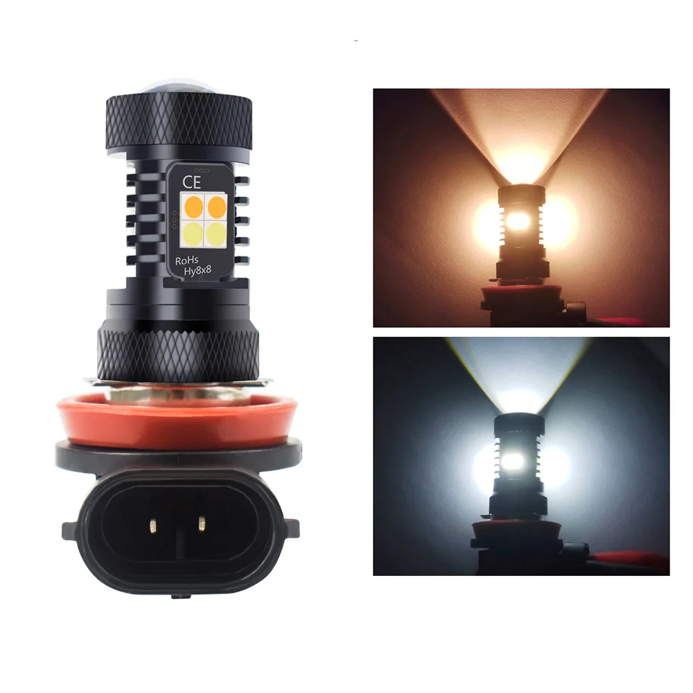 

2PCS White Yellow H11 Car LED Fog Light Car Styling Accessories 6000K 12V Atuo Side Signal Fog Light Headlamp Driving Bulbs Lamp