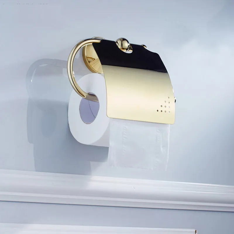 Golden Wall Mounted Toilet Paper Holder Tissue Roll Bathroom Hardware Bath Accessory KD871 | Обустройство дома