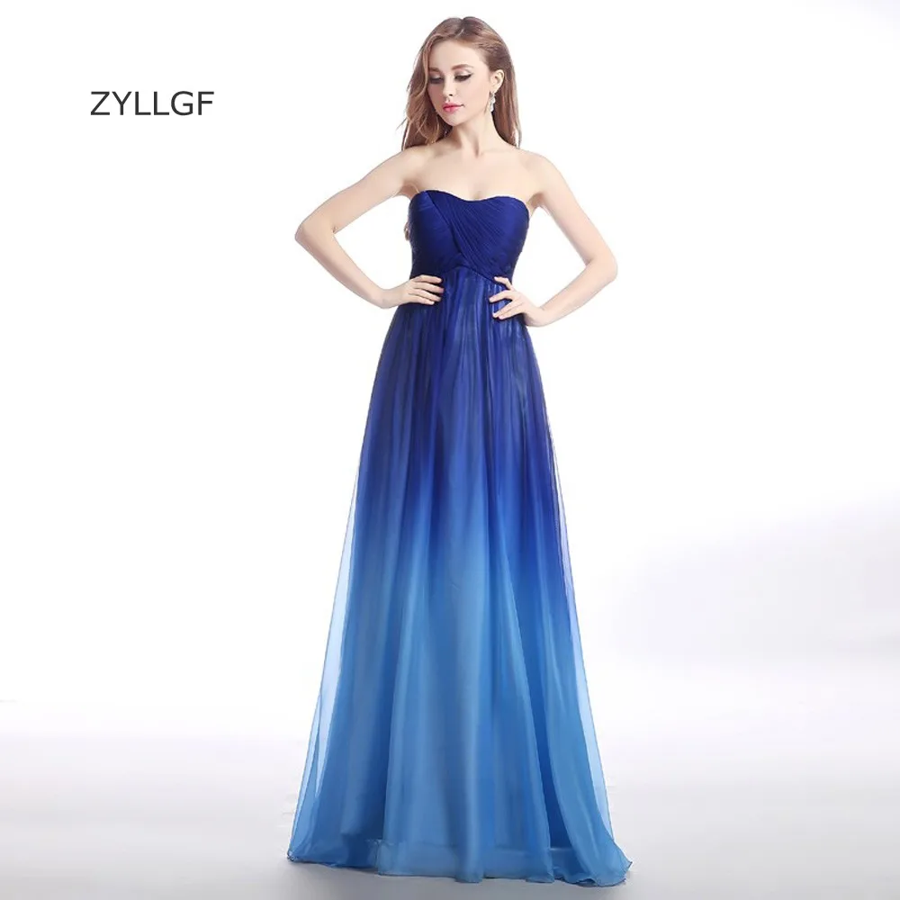 ZYLLGF Vestidos De Fiestas Elegante Noche Largo A Line без бретелек Abiti Da Sera Lunghi 2017 градиентное вечернее